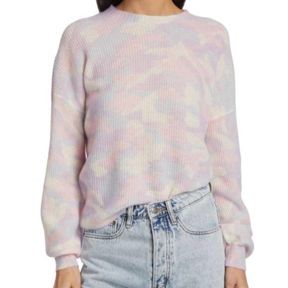 Revolve 27 Miles Malibu Vaughn 100% Cashmere Pastel Camouflage Sweater SZ Medium - Picture 1 of 11